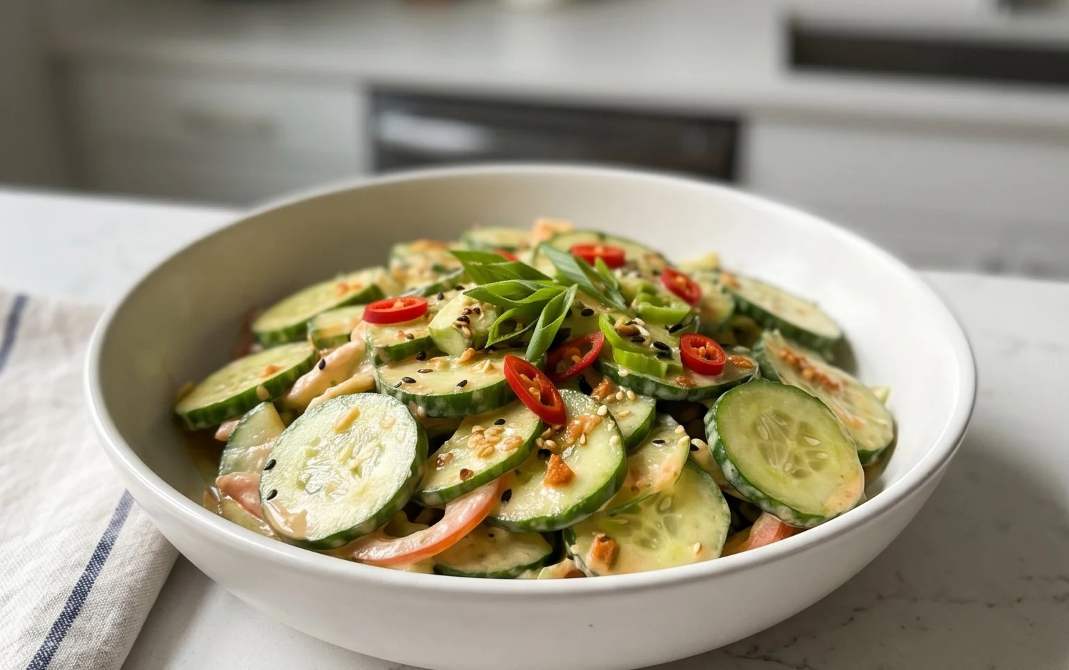Creamy Asian Cucumber Salad Bowl