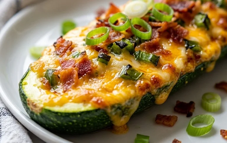 Jalapeno Popper Zucchini Boats