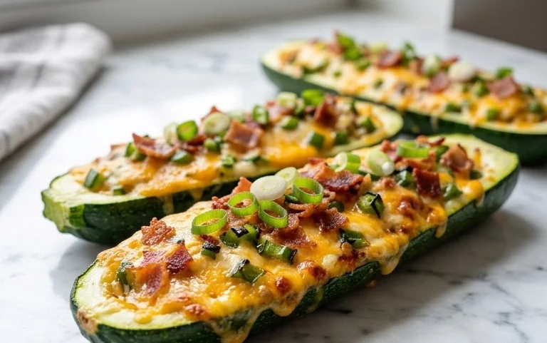 Jalapeno Popper Zucchini Boats