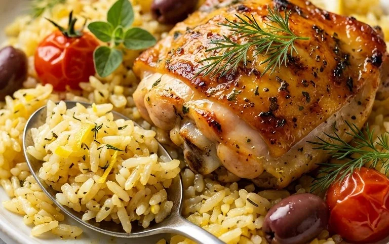 Greek Chicken and Lemon Rice (30 Minutes, One-Pot)