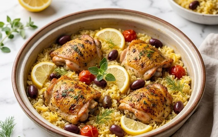 Greek Chicken and Lemon Rice (30 Minutes, One-Pot)