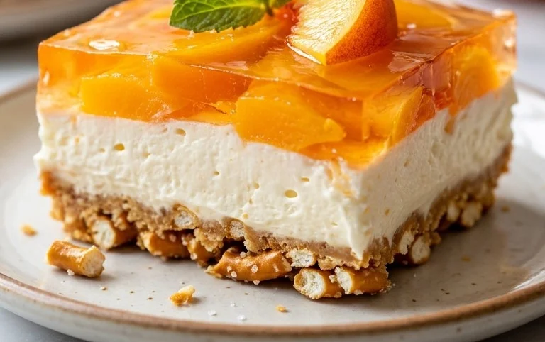 Peach Pretzel Salad Dessert