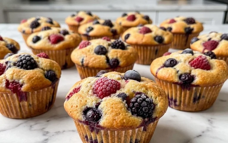 Bakery Style Mixed Berry Muffins | with Frozen Berries