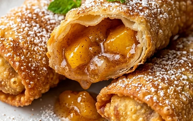 Peach Cobbler Egg Rolls