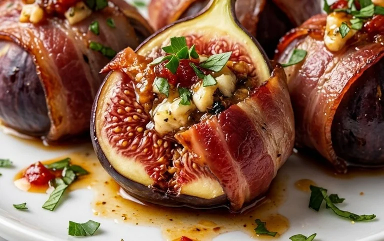 Beef Bacon Wrapped Stuffed Figs