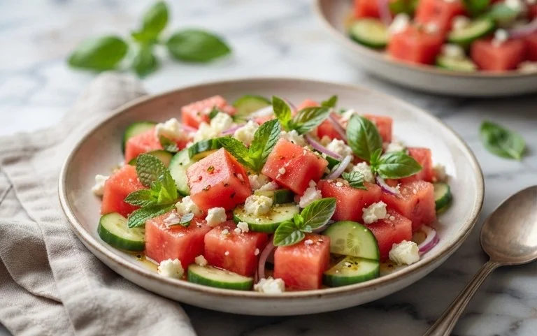 Watermelon Salad with Cucumber and Feta