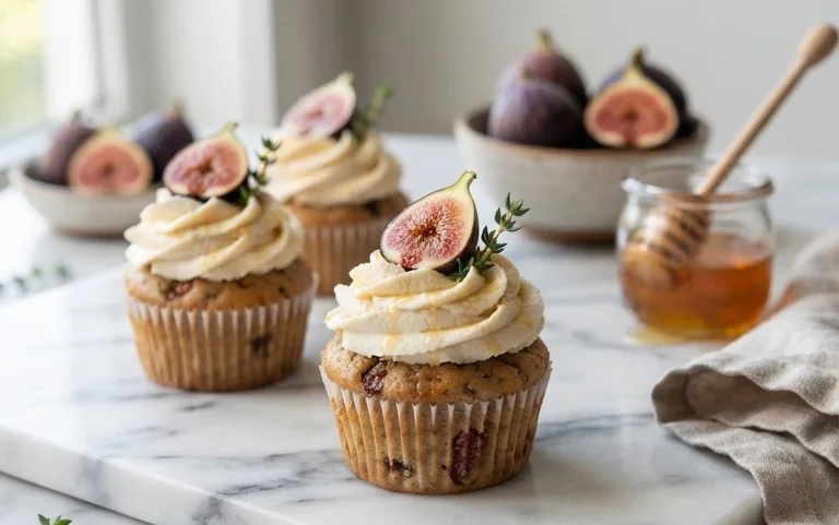 Fig Cupcakes with Honey Cream Cheese Frosting