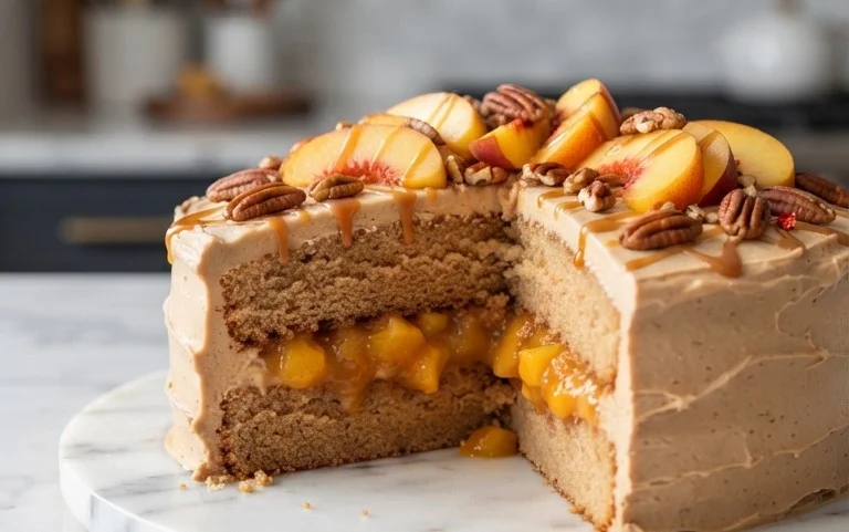 Brown Sugar Layer Cake with Peach Filling