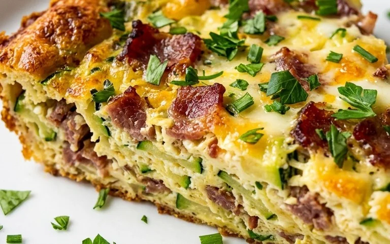 Zucchini and Beef Bacon Slice